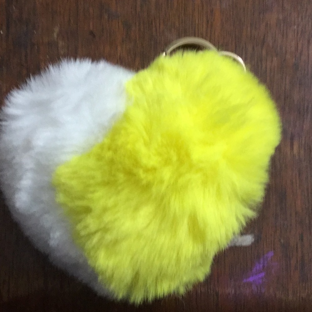 Yellow and White Furry Charm